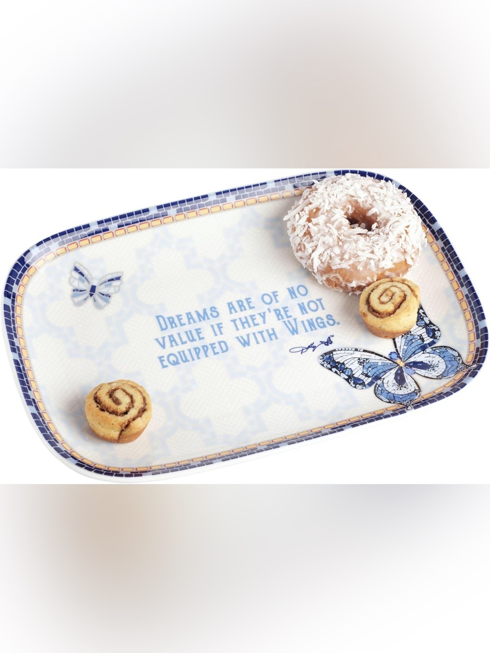 Dolly Parton Jeweled Mosaic Blue Butterfly Design Small Serving Tray